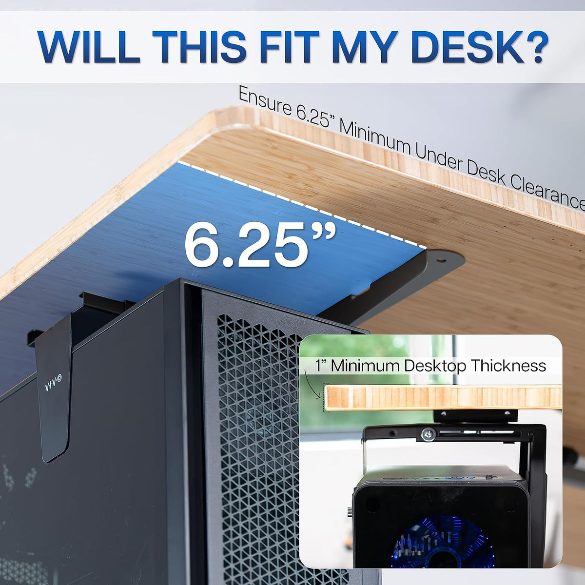 VIVO Black Large Under Desk and Wall Office PC Mount, MOUNT-PC01L