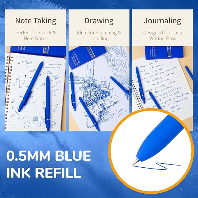 UIXJODO Blue Pens, 0.5mm Colored Ink Gel Pens - Image 4