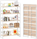 4NM No Assembly Extra Wide 5 Tiers Folding Bookshelf Storage Shelves Vintage by 4NM