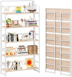 4NM No Assembly Extra Wide 5 Tiers Folding Bookshelf Storage Shelves Vintage by 4NM
