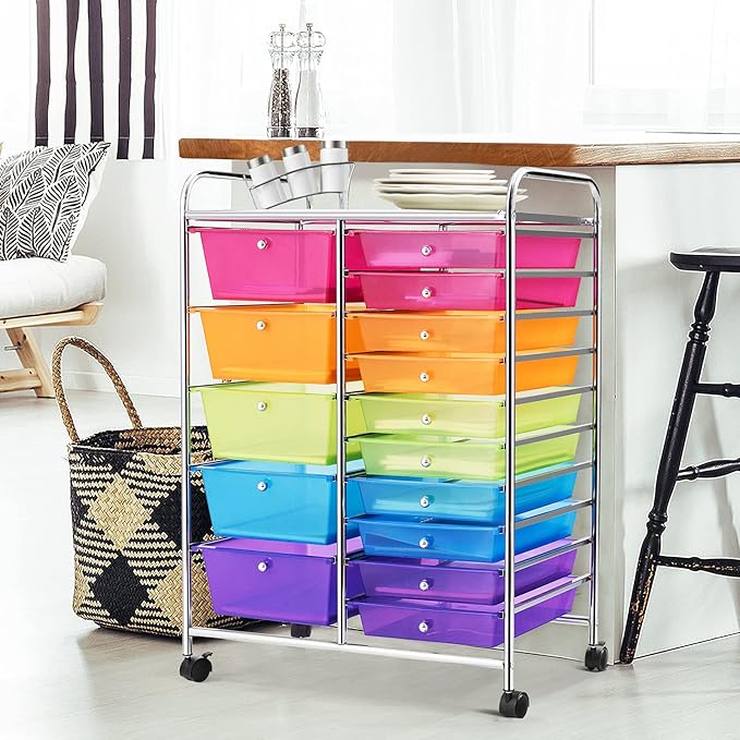 DORTALA 15-Drawer Rolling Storage Cart - Image 2