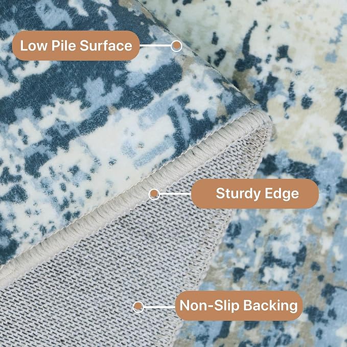 GENIMO Washable Area Rugs for Living Room, 9x12 Modern Non Slip Rugs, Low Pile - Image 8