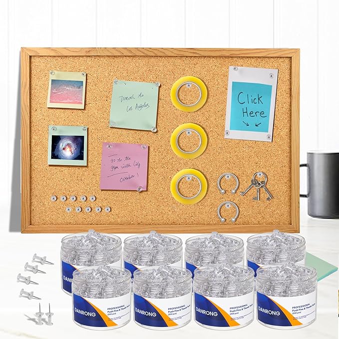 DANRONG 1600 PCS Clear Push Pins, Standard Thumb Tacks - Image 5