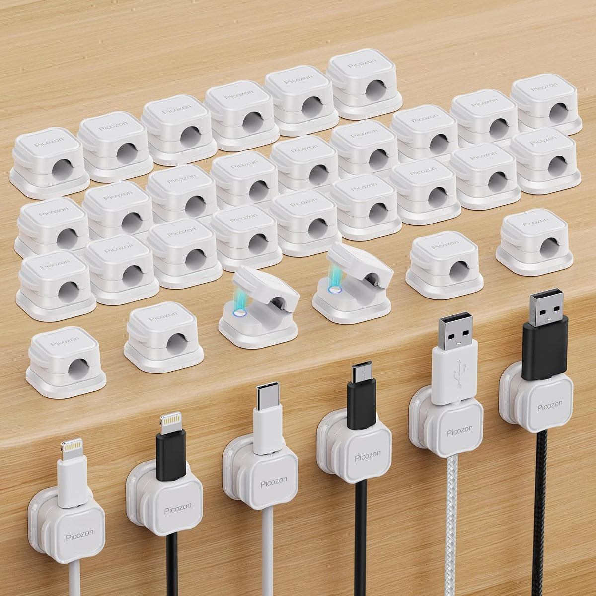 36 Pack Magnetic Cable Clip Organizer Cord Holder, Picozon Adhesive Cable Man...