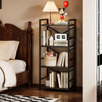 Homeiju Black Bookshelf, 4 Tier Small Bookcase, Book Shelf Organization and - Image 4