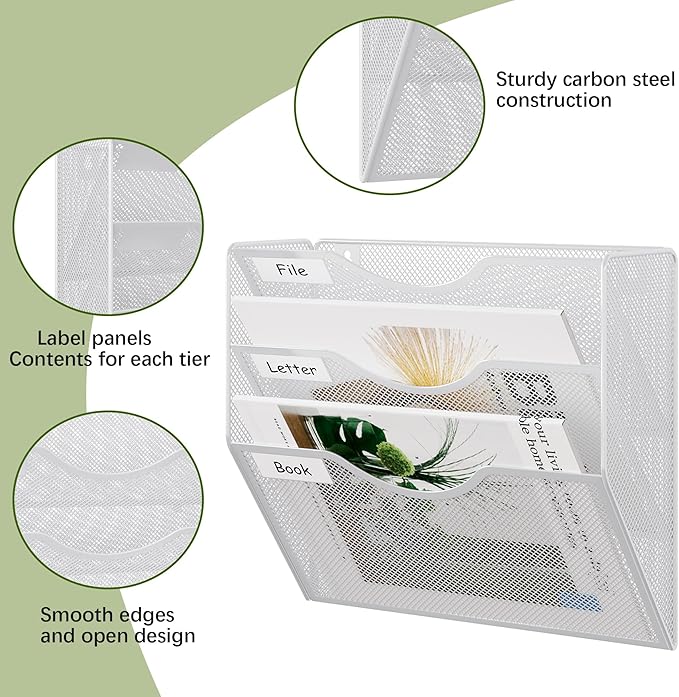 EasyPAG 3 Pocket Mesh Wall File Organizer, Hanging Paper Folder Holder - Image 3
