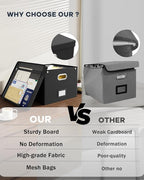2 Pack File Organizer Box with Lid, Large Hanging Filing Box with Mesh Pocket - Image 4