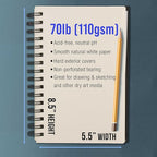 U.S. Art Supply 5.5" x 8.5" Premium Hardbound Sketch Book, 2 Pack, 80 Sheets - Image 3