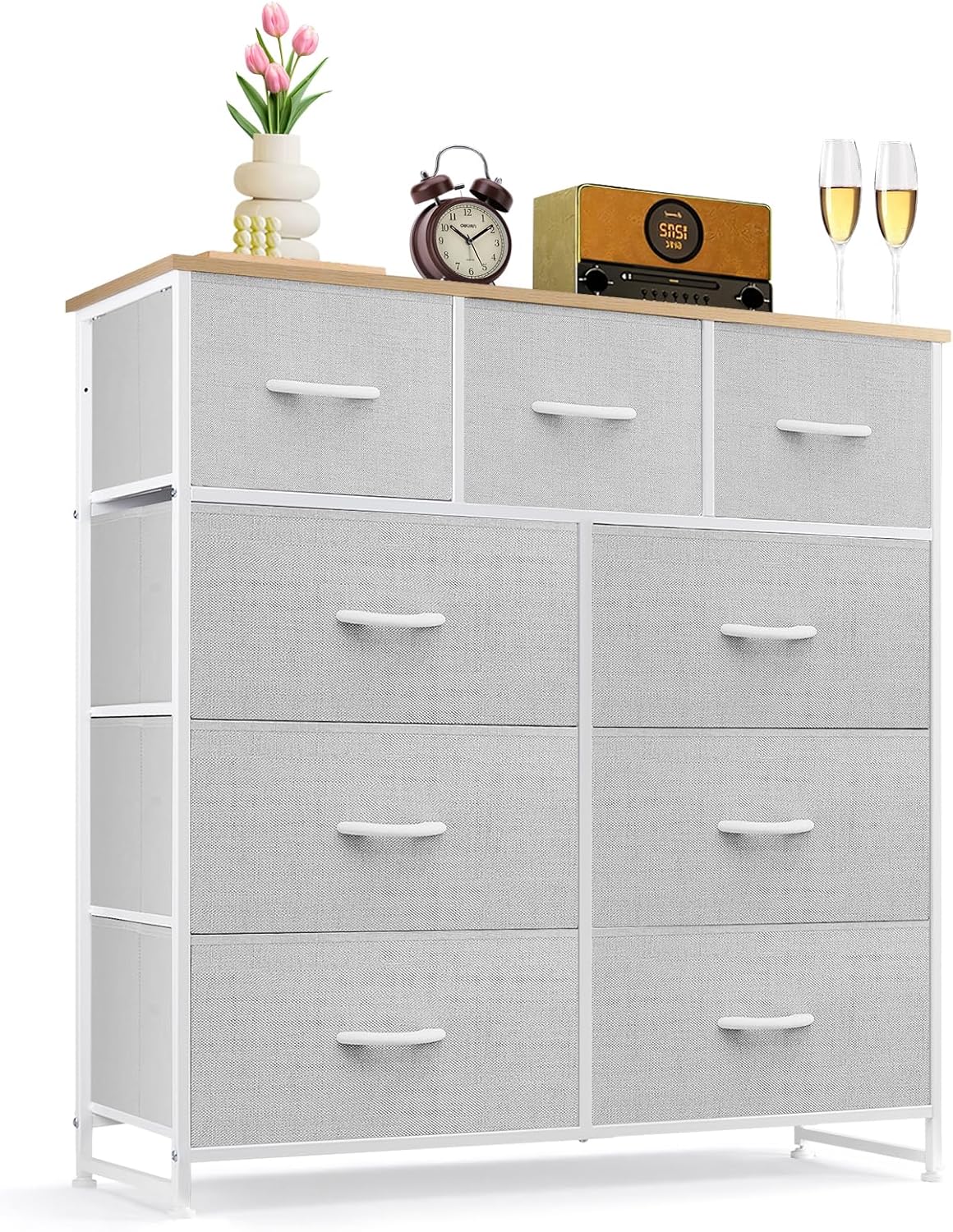 9-Drawer Dresser for Bedroom, Anti-Tip Tall Storage Organizer