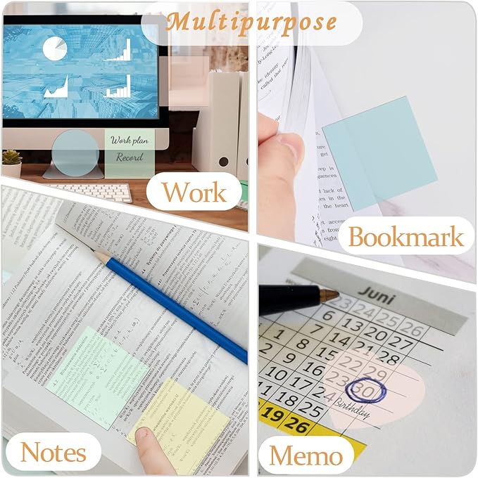 BAYTORY 1700 Sheets Transparent Sticky Notes, Self-Adhesive Translucent - Image 7