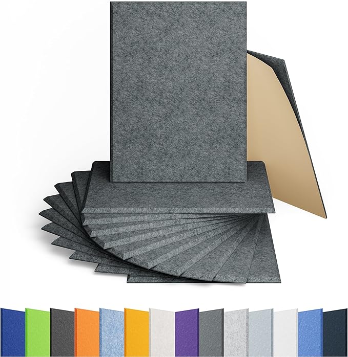 Amantech 12 Pack Acoustic Panels Self Adhesive Sound Proof Foam, High Density by Amantech