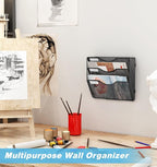Solinxe Wall Hanging File Holder 3 Tier Wall Mounted Paper Organizer Magazine - Image 6