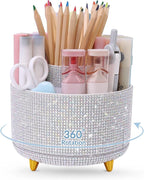 SKYDUE 360 Degree Rotating Desk Organizer, Shining Dual-Purpose Rhinestone by SKYDUE