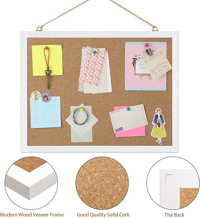 FEBSNOW Cork Board Bulletin Board 15.7 x 12 Inches - Image 3