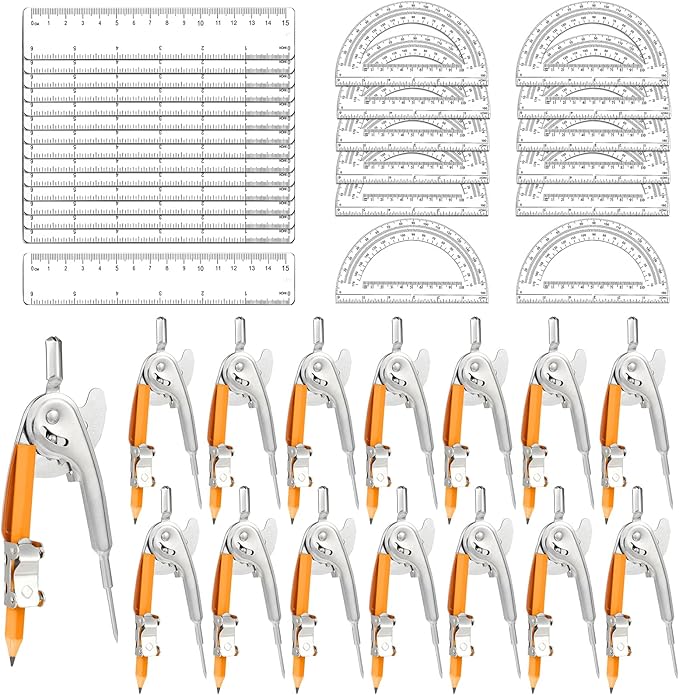 60 Pieces Geometry Math Set Compass by MOTOTO