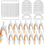 60 Pieces Geometry Math Set Compass by MOTOTO