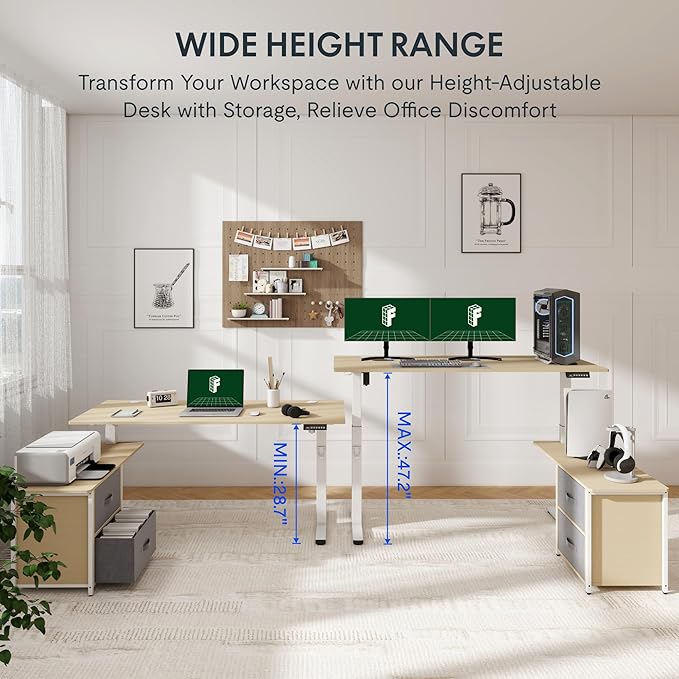 FLEXISPOT 63'' L Shaped Reversible Standing Desk - Image 5