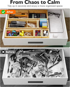 VA1KENE 12-Piece Bamboo Desk Drawer Organizer Set – Adjustable Storage Boxes - Image 5