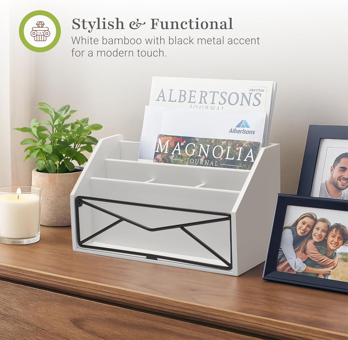 Prosumer's Choice Bamboo Desk Organizer – White Powder-Coated Natural Bam...