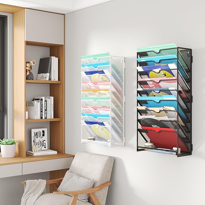 Lavatino 10-Tier Hanging File Organizer, Wall Mount File Holder - Image 6