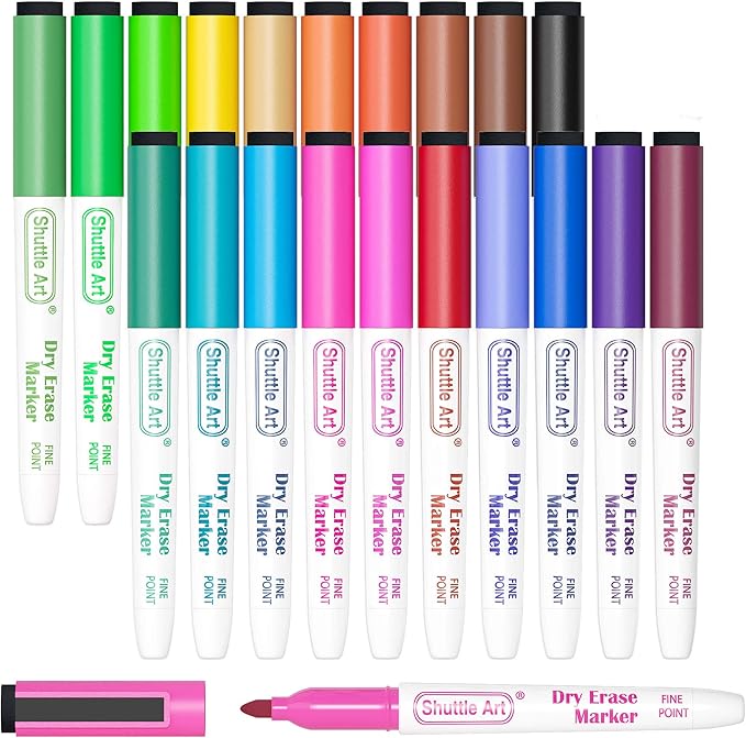 Shuttle Art Magnetic Whiteboard Markers, 20 Pieces Fine Tip and Eraser by ShuttleArt