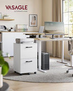 vasagle 2-drawer file cabinet, small rolling filing cabinet shown in use