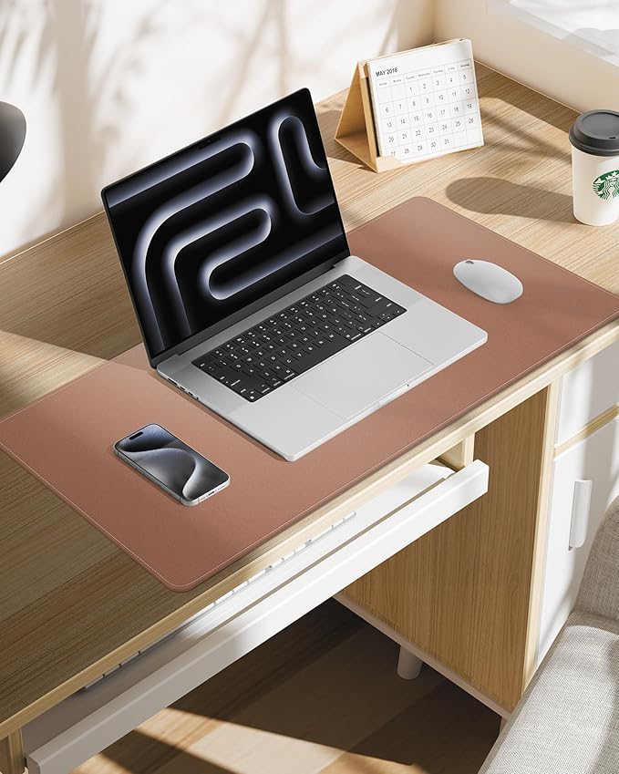 Leather Desk Pad Protector, Mouse Pad, Office Desk Mat, Non-Slip PU Leather - Image 7