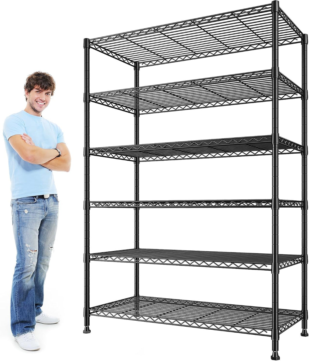 REIBII 75''H Storage Shelves Metal Shelving Unit, 6 Tier Wire Shelving