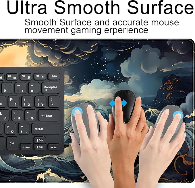 Full Moon Mousepad Cute Desk Mat Stormy Seas XXL Large Extended Gaming Mouse - Image 5