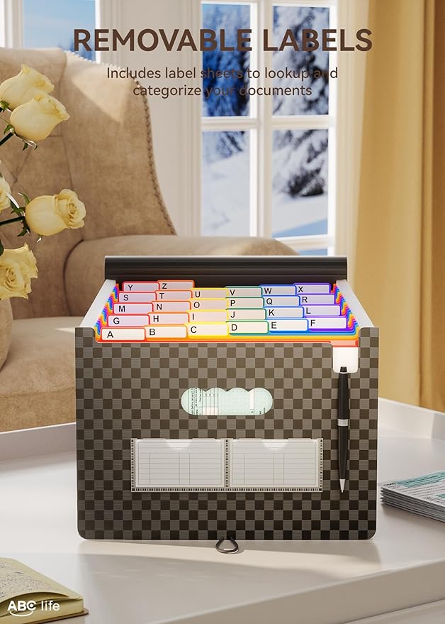 ABC life 26 Pockets Accordion File Organizer, Expanding File Folders, Portable - Image 4