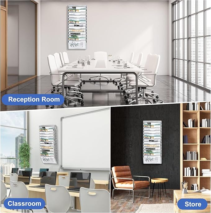 EasyPAG Wall File Organizer for Office 14 Pocket Mesh Wall Mounted Paper - Image 7