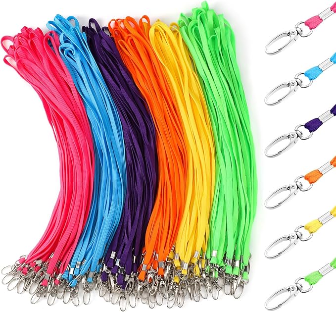 Patelai 120 Pcs Lanyards for ID Badges Neck Lanyard Bulk by Patelai