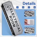 Electrical Room Sign for Business Door，Self-Adhesive Durable Brushed Silver - Image 4
