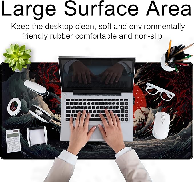 Gothic Desk Mat XXL Large Extended Gaming Mouse Pad Red Sun Mousepas Laptop Mat - Image 4