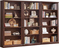 RWYHG 70" Walnut Tall Bookshelf Set of 3, 5-Tier Thick Wooden Book Shelf by RWYHG