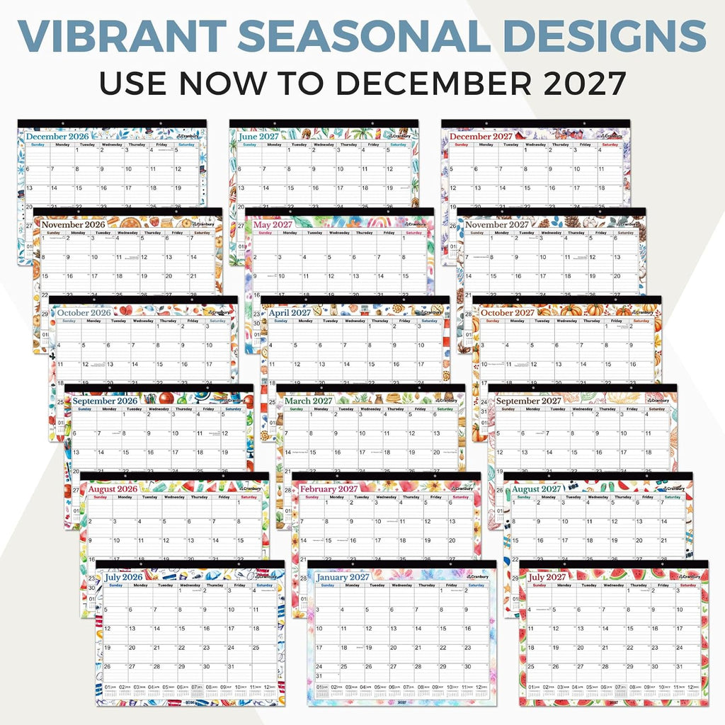 CRANBURY 2026-2027 Desk Calendar 22x17, 18-Month Wall Planner | Large 22x17 monthly calendar with spacious writing blocks keeps schedules, deadlines, and events organized.