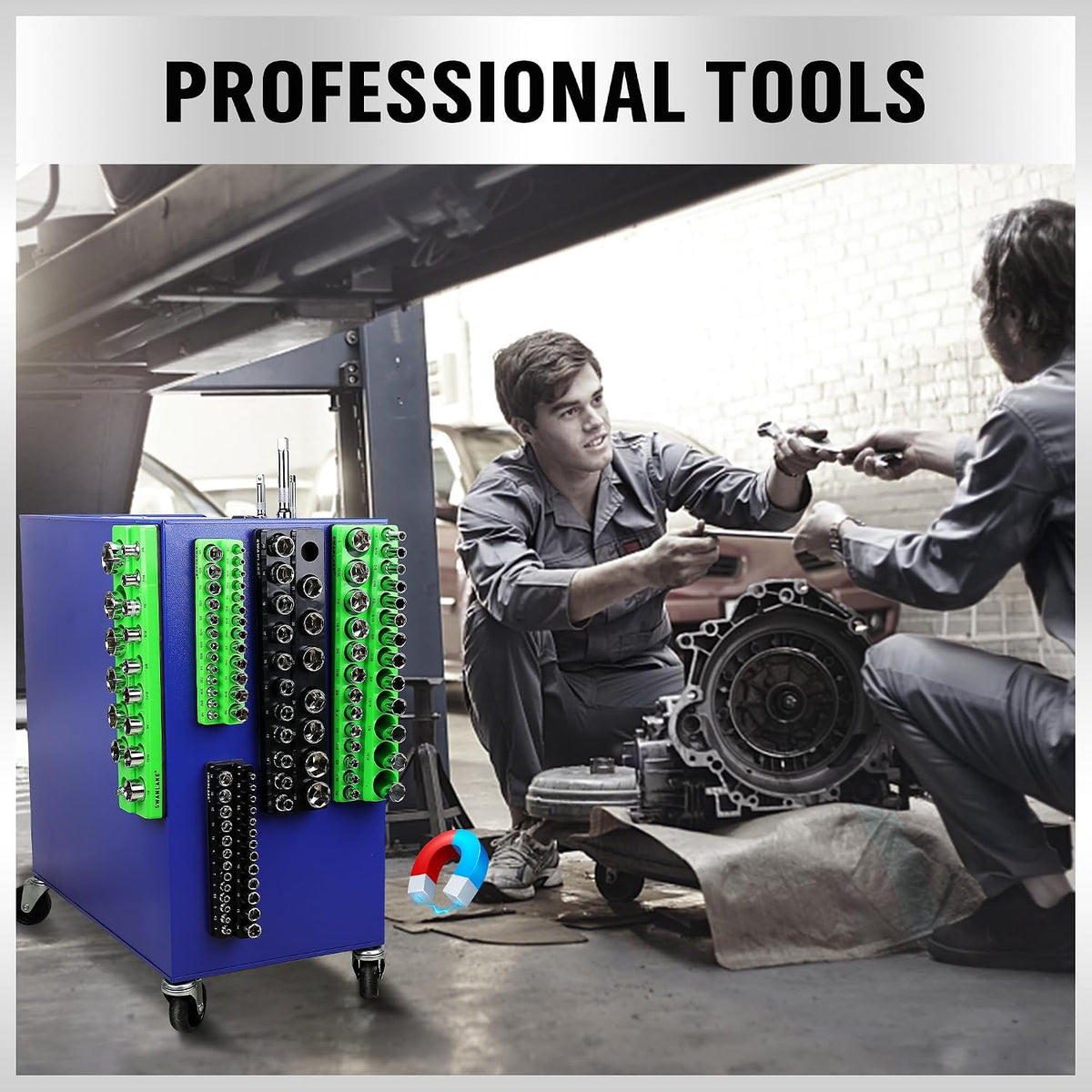 Magnetic Socket Organizer Set, 6-piece 1/4", 3/8", 1/2" SAE &a...