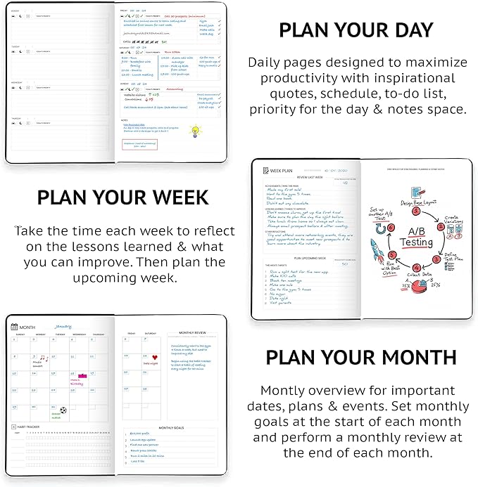 Wyze Planner Undated Daily Planner – 1-Year B5 Productivity Organizer - Image 4