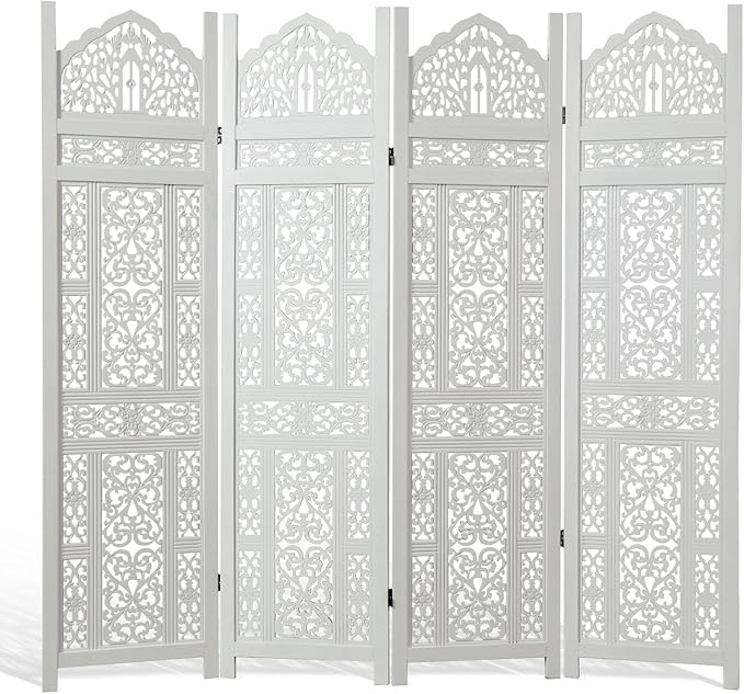 5.75Ft Room Divider Wood Screen, 33Lbs Durable Antiqued Style MDF Carved by Svimi