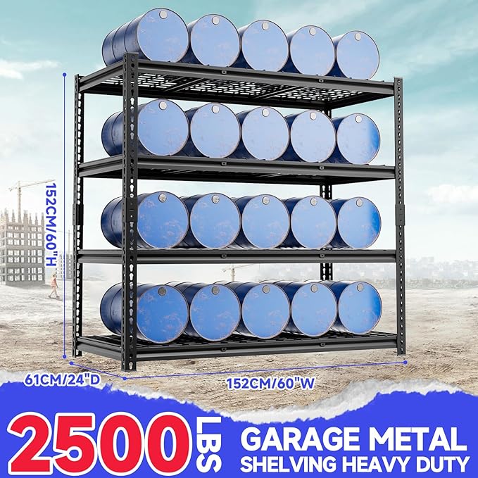 cynnda 4-Tier 60" W X 24" D X 60" H Garage Shelves 2500LBS Heavy Duty Shelving - Image 3