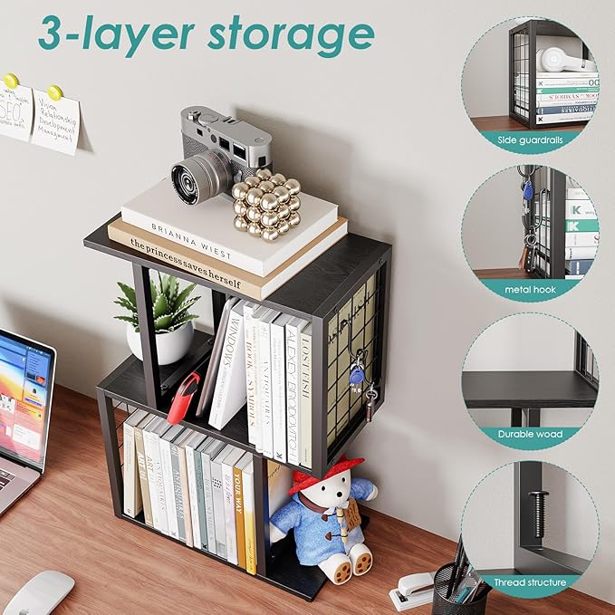 Vfelf Bookshelf Desk Organizer，3-Tier Shelf - Image 6