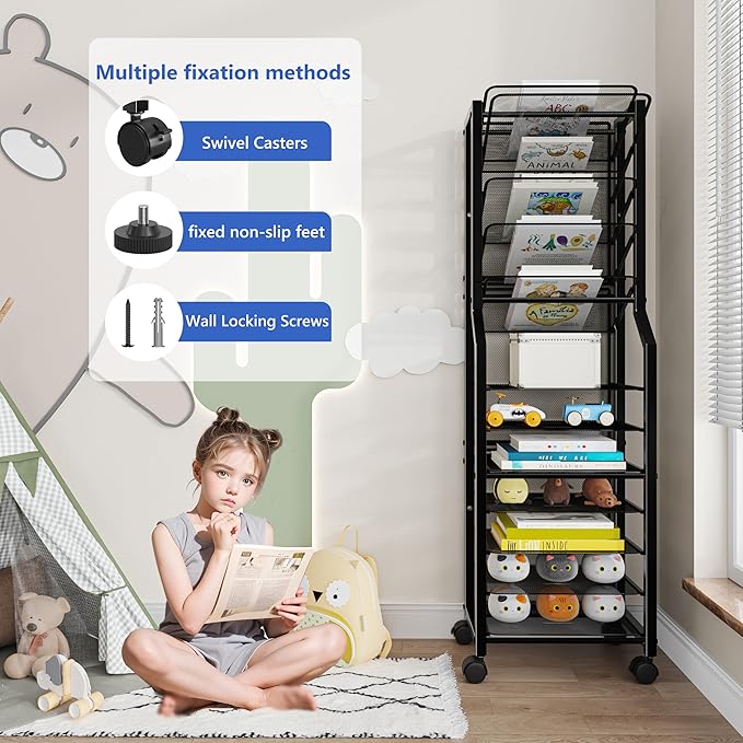 Simple Trending 12 Tier Rolling File Cart, Desk File Organizer - Image 5