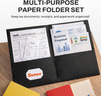 sunee folders with pockets(125 pack, black), 2 pocket shown in use
