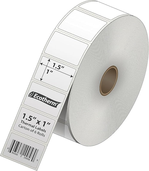 1.5" x 1" Thermal Labels | 6 Rolls | 11400 Labels | fits Zebra, Offnova Thermal - Image 2