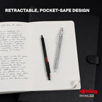 Rotring 600 Gel Pen | 0.55 mm | Black Ink | Silver Metal Body Pen | Non-Slip - Image 6