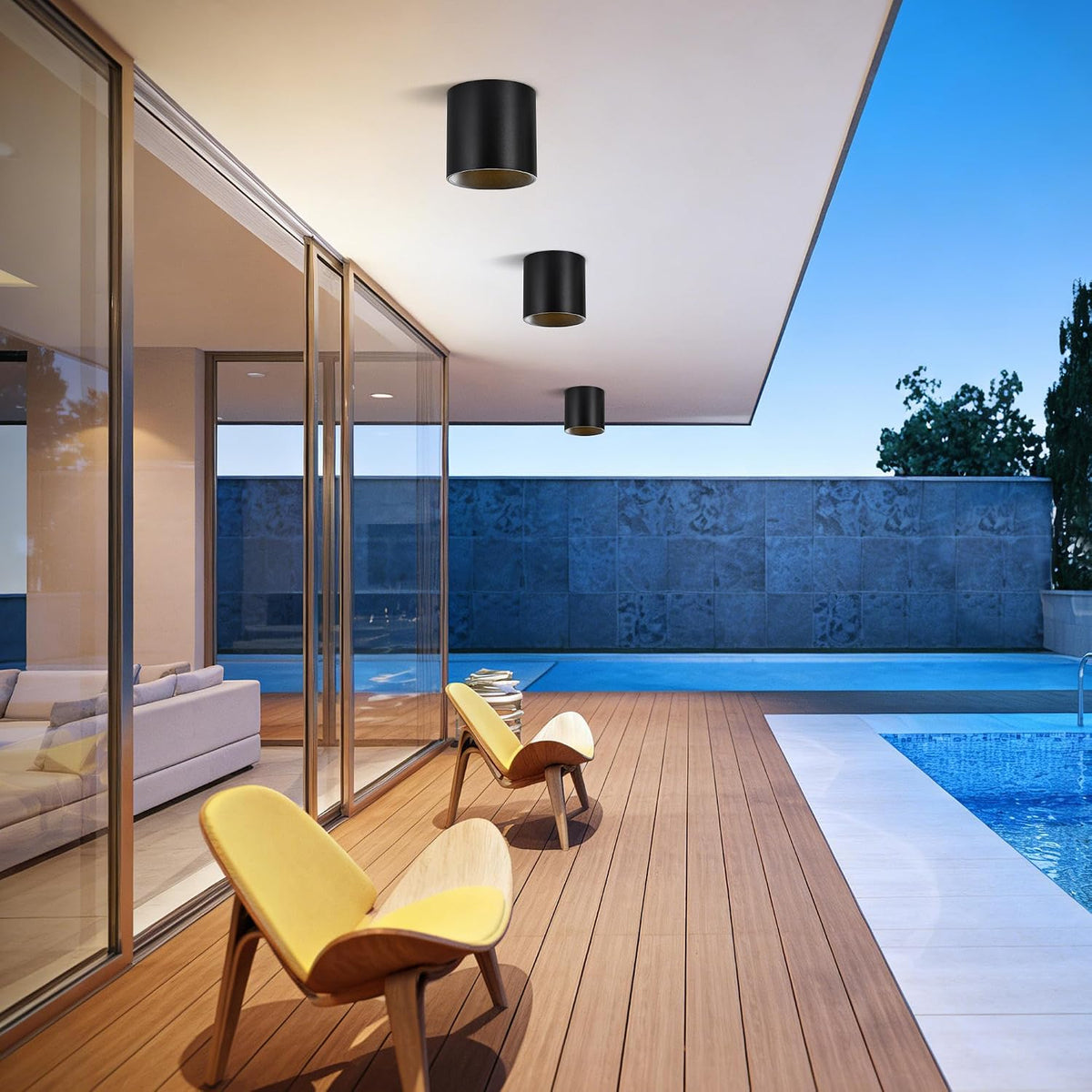 Flush Mount Dimmable Ceiling Light Fixture, 20W 3000K LED Outdoor Ceiling Lig...