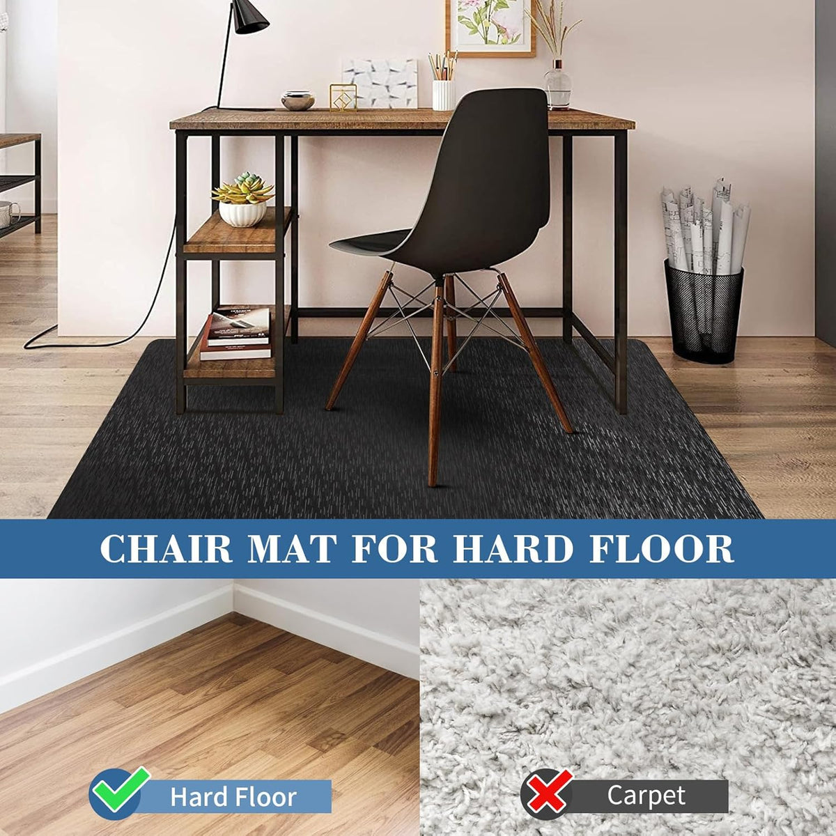 Office Chair Mat, TYDLE 59"x75" Large Chair Mat for Hard Floor, Vin...