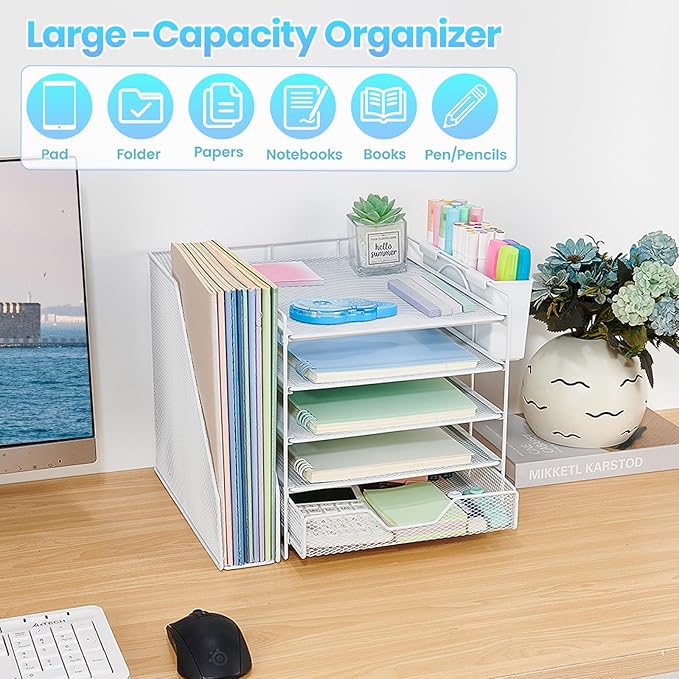 Gugsey Desk Organizer, 5-Tier Paper Letter Tray Organizer - Image 6