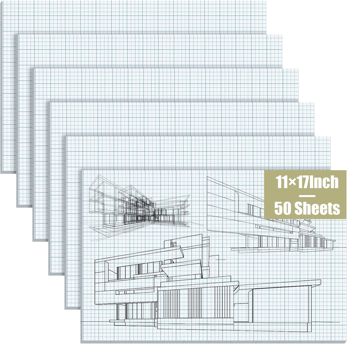 Ctosree 6 Pcs 11 x 17 Quadrille Pads 4 Squares Per Graph Paper Pad Back to