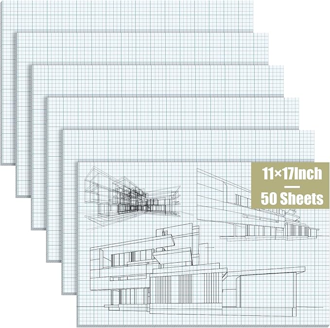 Ctosree 6 Pcs 11 x 17 Quadrille Pads 4 Squares Per Graph Paper Pad Back to by Ctosree